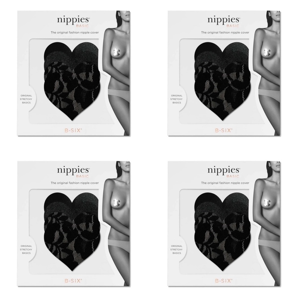B-SIX NIPPIES BASICS LACE NIPPLE COVERS - 4 PACK - SIZE C